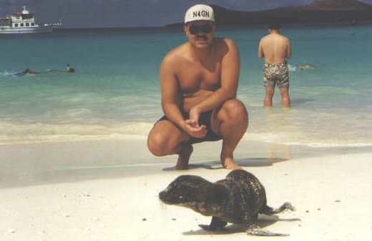Tim with baby sea lion